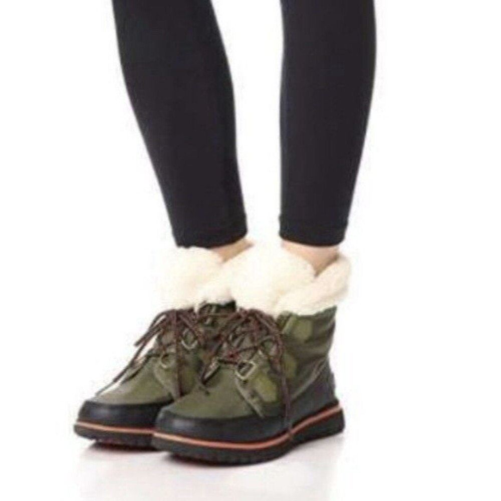 Sorel Cozy Carnival Snow Winter Boots Women's Olive Black Waterproof Size 8